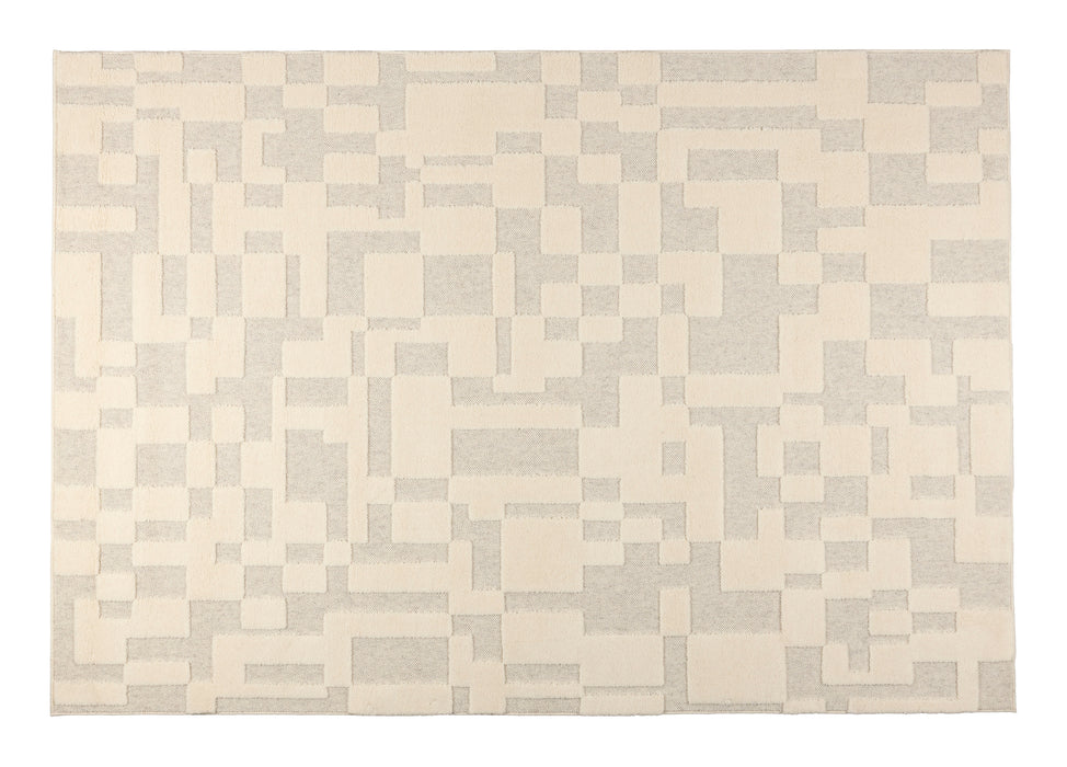 Zuiver Vloerkleed Bricks Wol, 200 x 300cm - Grijs/Beige
