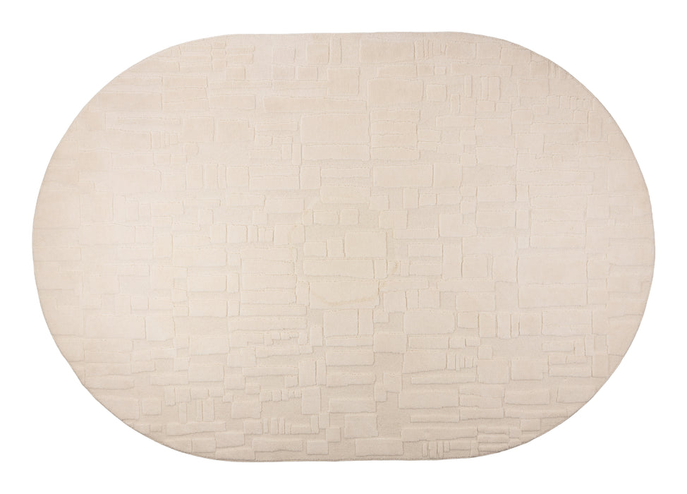 Zuiver Ovaal Vloerkleed Bricks Wol, 200 x 290cm - Beige