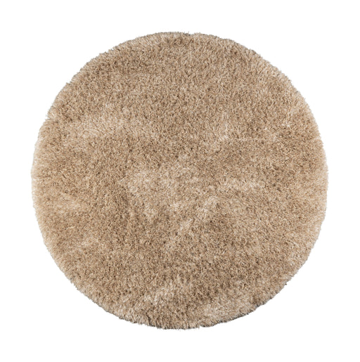 Dutchbone Rond Vloerkleed Hairy Wolmix, Ø200cm - Zand