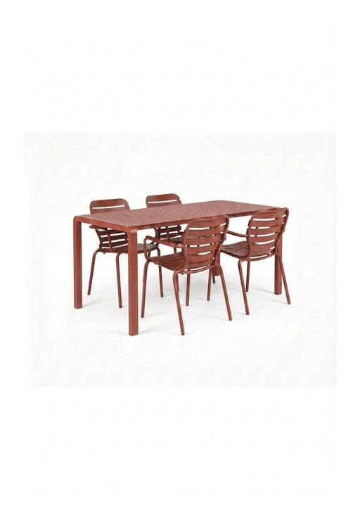 Zuiver Tuinset Vondel Met tuintafel en 4 stoelen, 168 x 87cm - Rood
