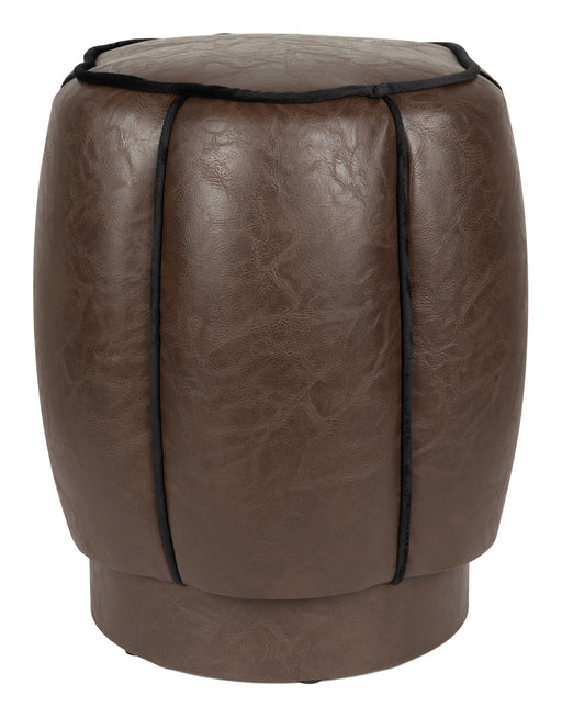 Dutchbone Poef Donna Lederlook - Donkerbruin