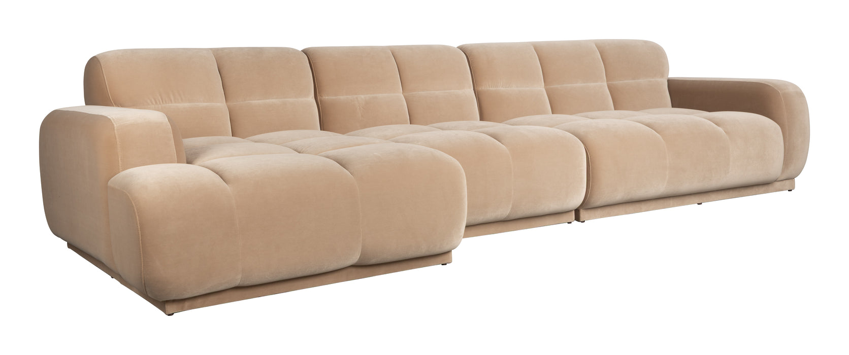 Zuiver Loungebank Hazel Links, 352cm, Velvet - Beige
