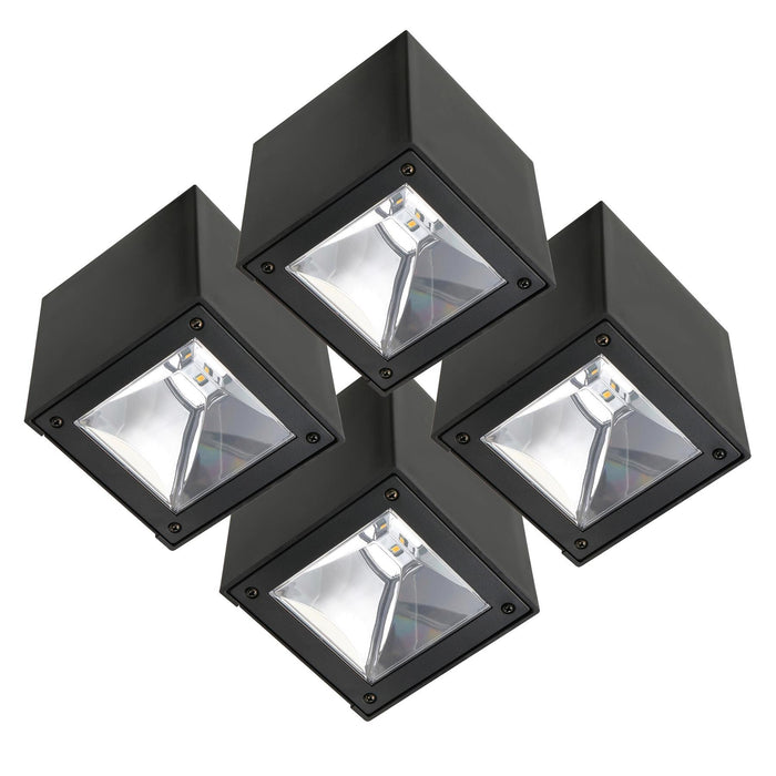 KS Set 4 stuks LED Solar Cube wandlamp zwart vierkant