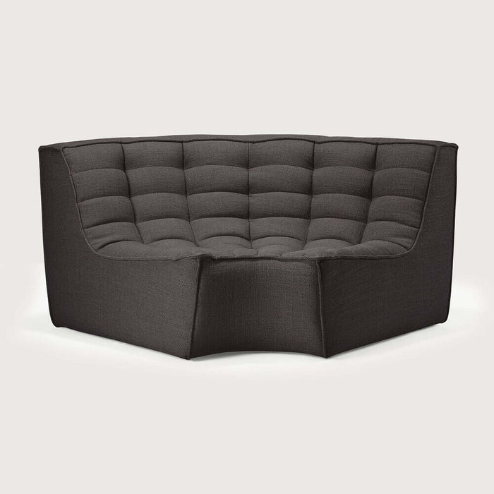 Ethnicraft Modulaire Bank N701 Dark Grey UK Residentieel, 90° Rond Hoekelement - Donkergrijs