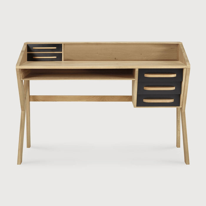 Ethnicraft Bureau Origami Geolied Eikenhout, 135 x 55cm - Naturel/Zwart