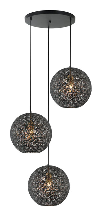 BASE Hanglamp Kasee 3-lamps, Metaal - Zwart