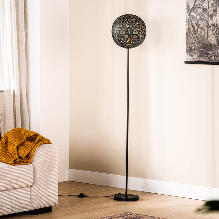 BASE Vloerlamp Kasee Metaal, Ø30cm - Zwart