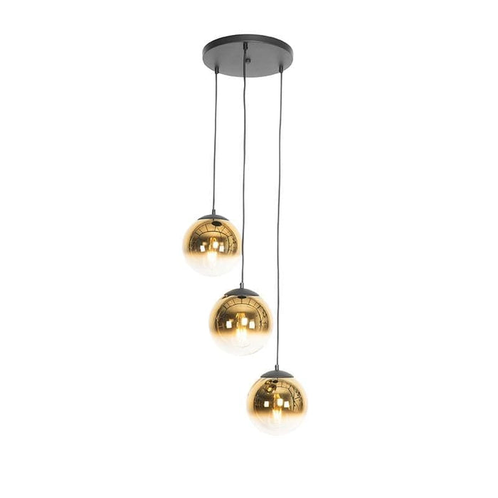 QAZQA Art deco hanglamp zwart goud glas - pallon - ThatLyfeStyle