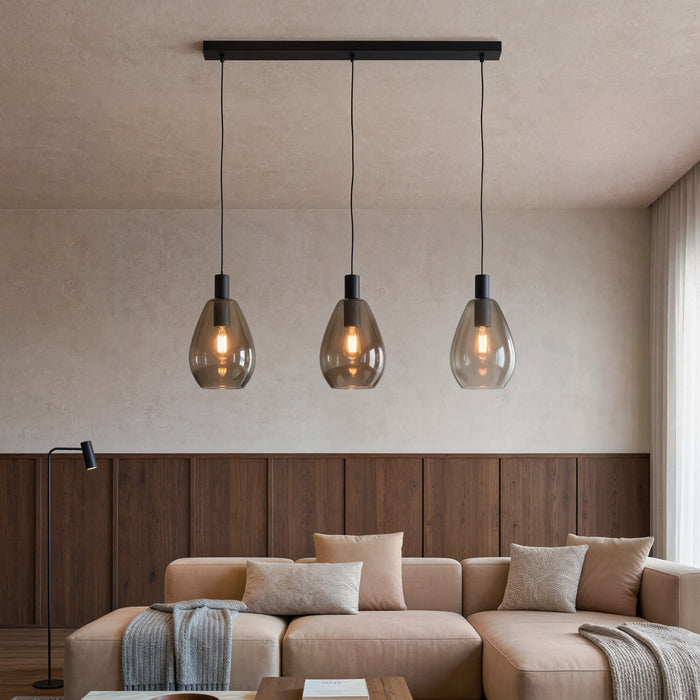 BASE Hanglamp Aislynn 3-lamps, Glas - Smoke