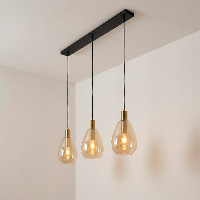 BASE Hanglamp Aislynn 3-lamps, Glas - Amber