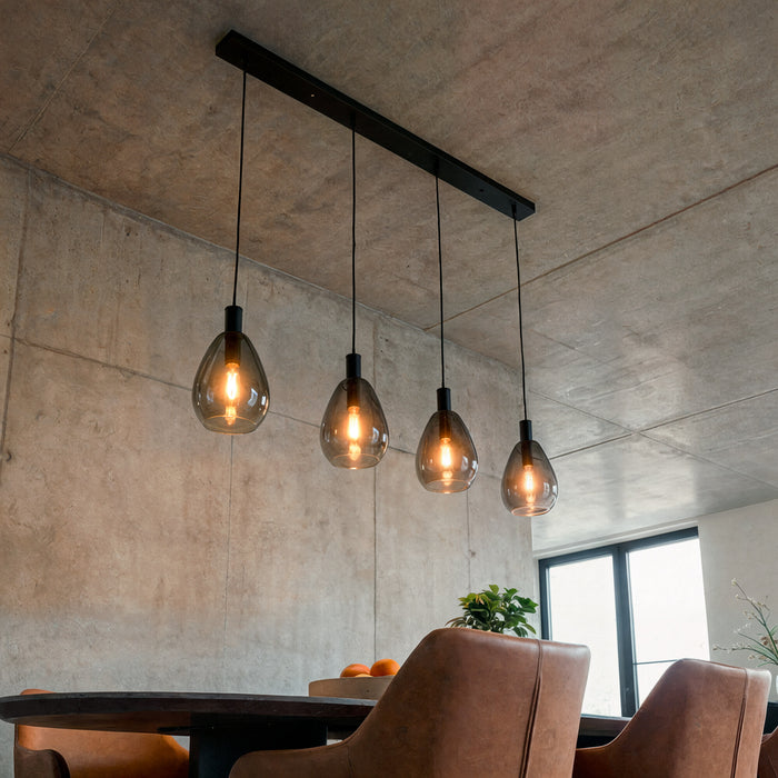 BASE Hanglamp Sharee 4-lamps, Glas - Smoke