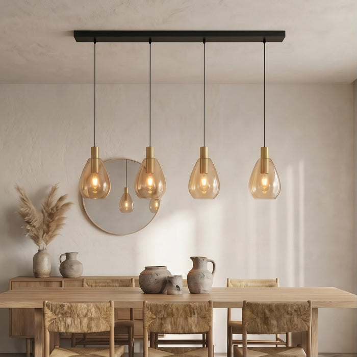 BASE Hanglamp Aislynn 4-lamps Glas - Amber