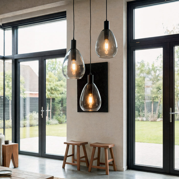 BASE Hanglamp Aislynn 3-lamps, Glas - Smoke