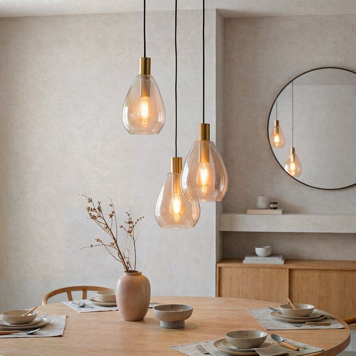 BASE Hanglamp Aislynn 3-lamps, Glas - Amber