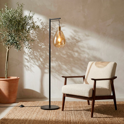 BASE Vloerlamp Aislynn 1-lamps, Glas - Amber