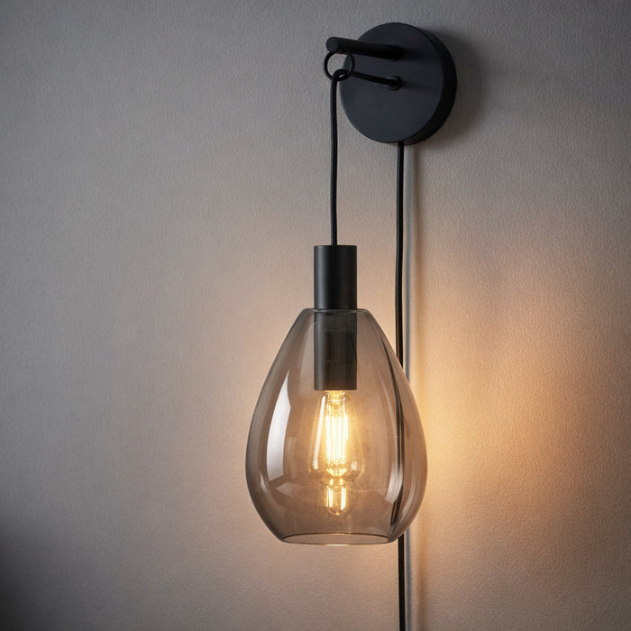 BASE Wandlamp Aislynn 1-lamps, Glas - Smoke