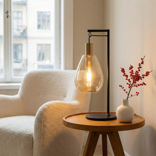 BASE Tafellamp Aislynn 1-lamps, Glas - Amber