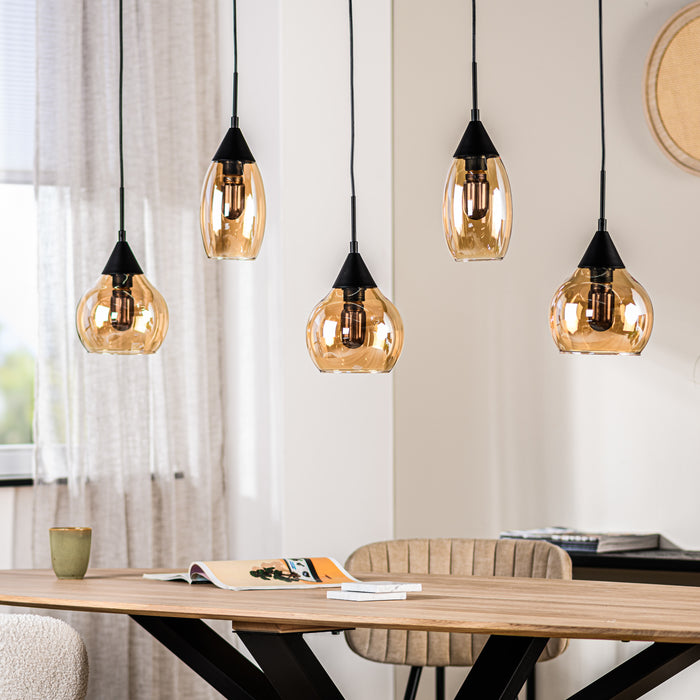 BASE Hanglamp Esperanza 5-lamps, Glas - Amber
