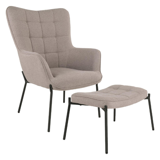Nest of Nora Loungestoel met voetenbank - Fauteuil - Stone