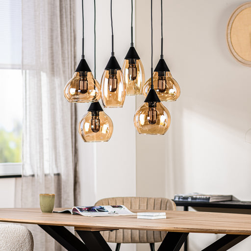 BASE Hanglamp Nino 6-lamps, Glas - Amber - ThatLyfeStyle