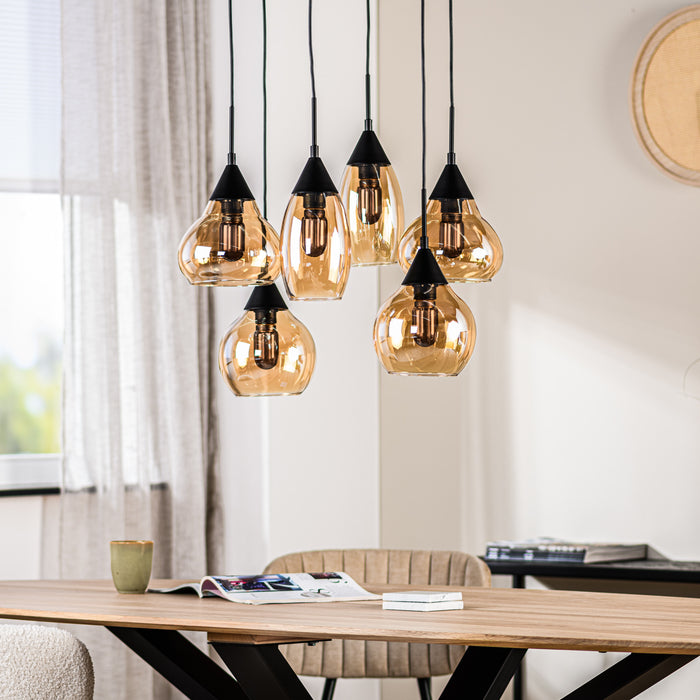 BASE Hanglamp Nino 6-lamps, Glas - Amber