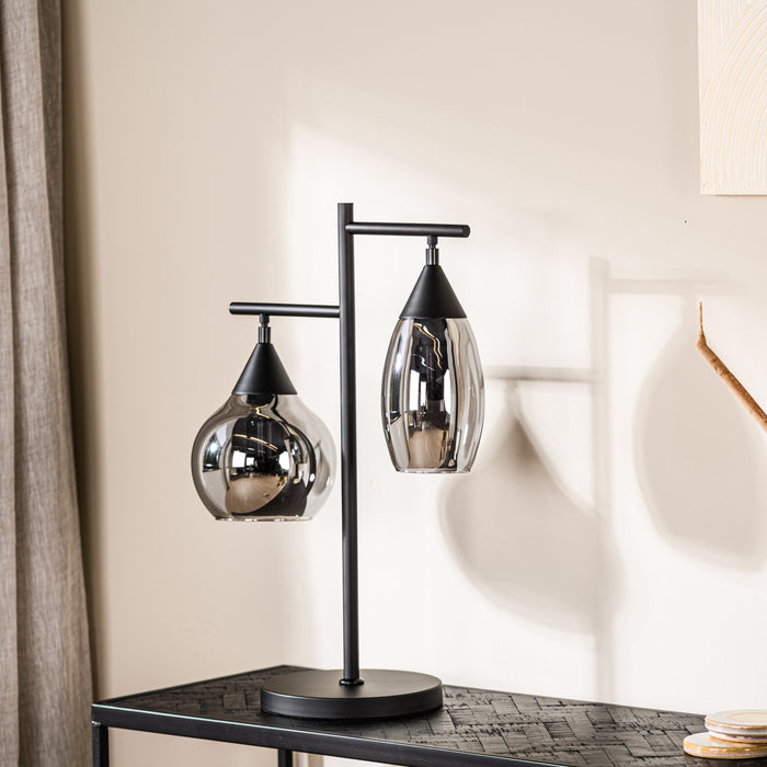 BASE Tafellamp Landi 2-lamps, Glas - Smoke