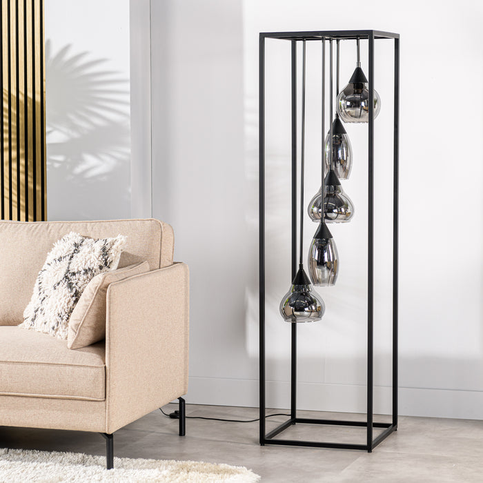 BASE Vloerlamp Sherice 5-lamps, Glas - Smoke
