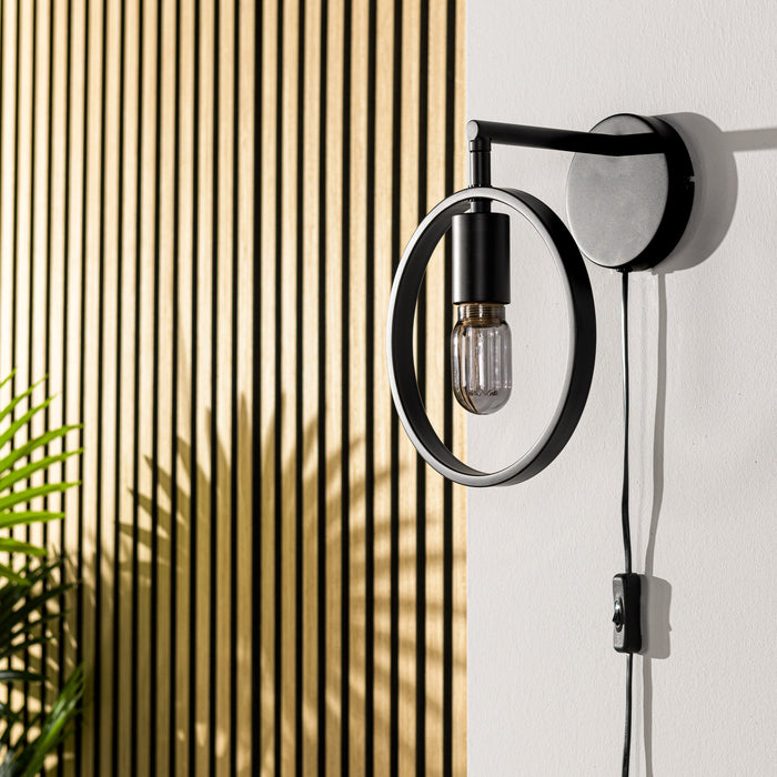 BASE Wandlamp Jadine 1-lamps, Metaal - Zwart