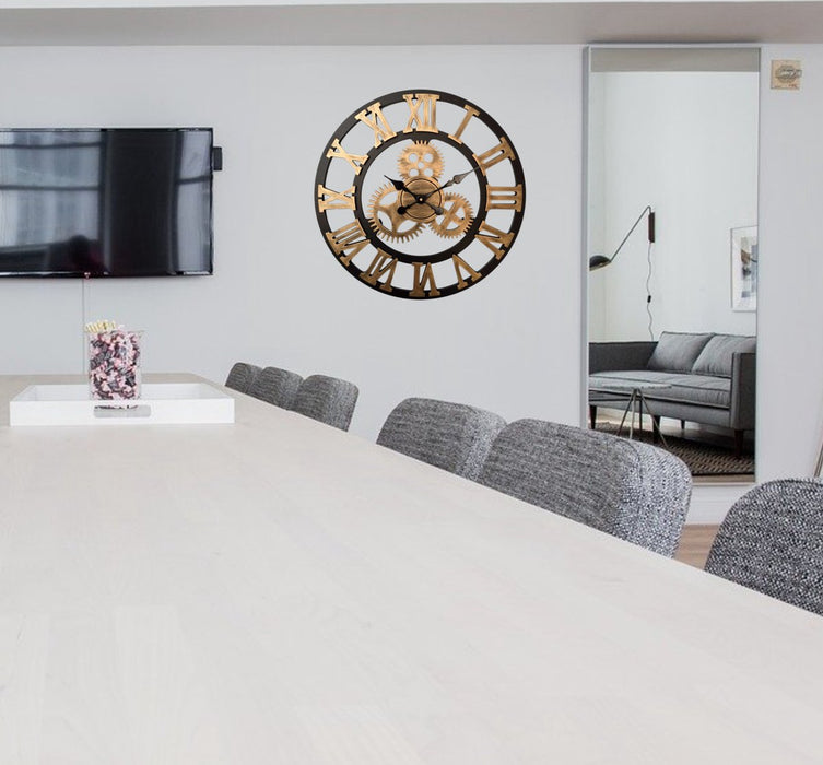 HSXL - 60cm Grote Stille Wandklok Landelijk en Industrieel - ThatLyfeStyle