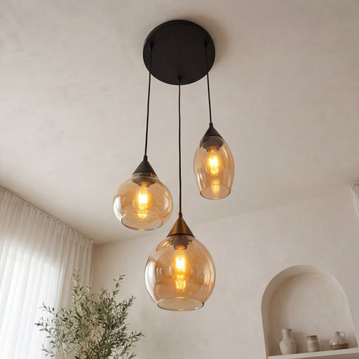 BASE Hanglamp Esperanza 3-lamps, Glas - Amber