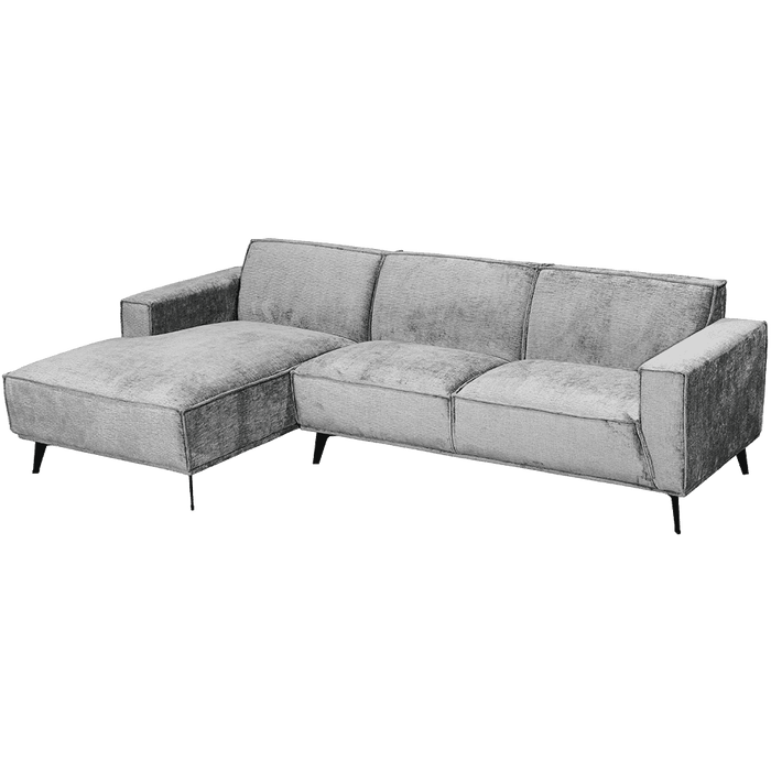 Tower Living Loungebank Leeds Links, 280cm, Touch-stof - Lichtgrijs