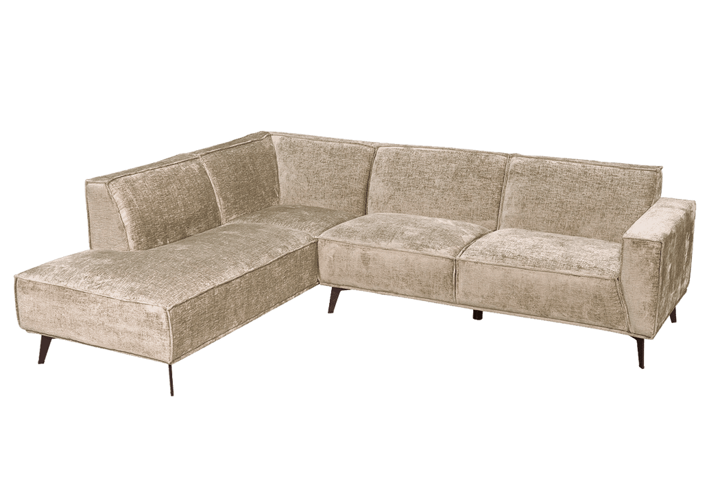 Tower Living Hoekbank Leeds Links, 268cm, Touch-stof - Beige