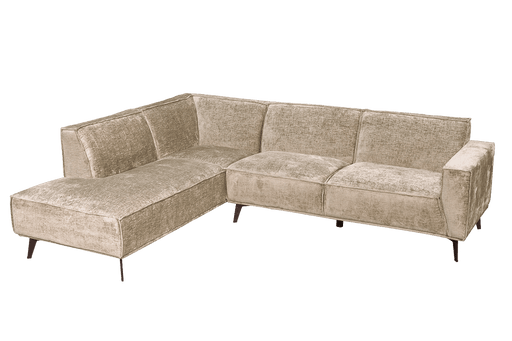 Tower Living Hoekbank Leeds Links, 268cm, Touch-stof - Beige