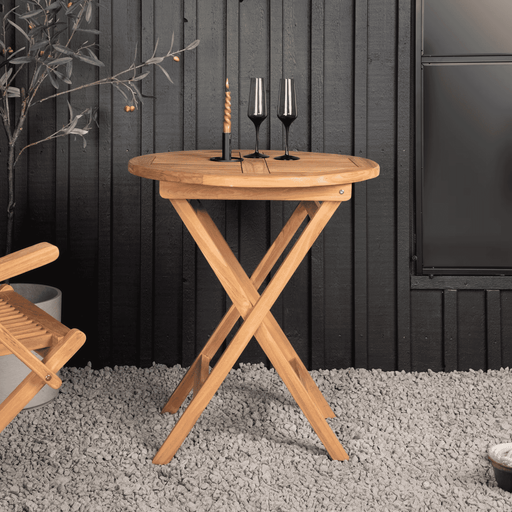 Nohr Ronde Bistotrafel Amberia Teakhout, 70cm - Naturel - ThatLyfeStyle