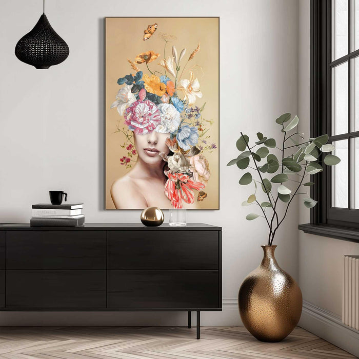 Reinders - Vibrant Floral Lady - Baklijst Schilderij 118x70cm - ThatLyfeStyle