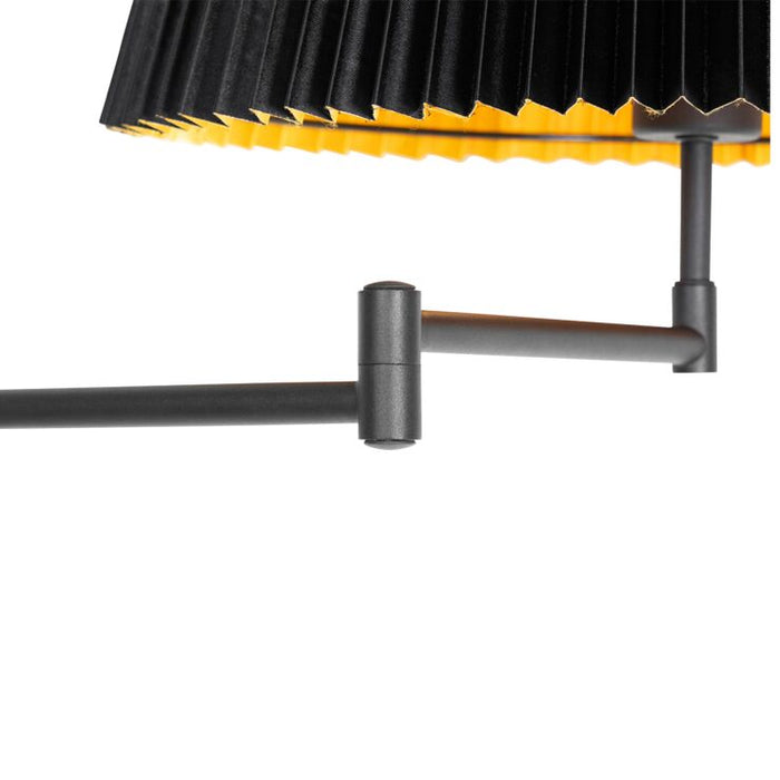 Vloerlamp zwart plisse kap verstelbare arm - Ladas Deluxe
