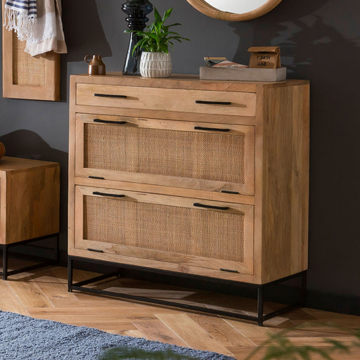 Artistiq Schoenenkast Denice Mangohout en rotan, 91 x 85cm - ThatLyfeStyle