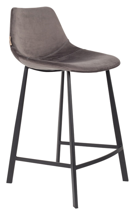 Dutchbone Barkruk Franky Velvet (zithoogte 65cm) - Grijs