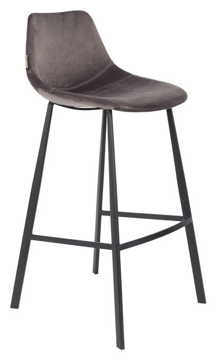 Dutchbone Barkruk Franky Velvet (zithoogte 80cm) - Grijs