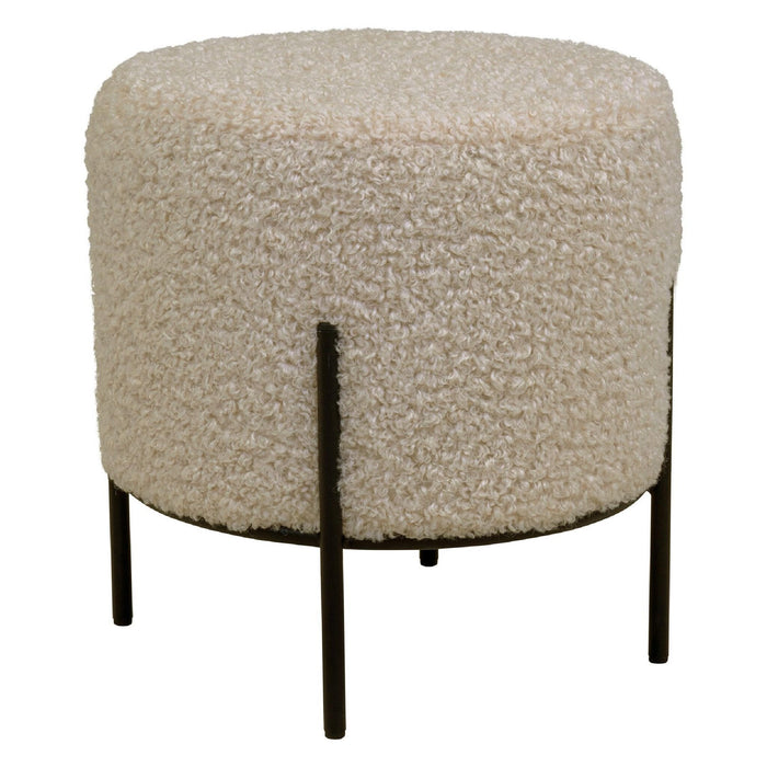 Nest of Nora Poef teddy - Voetenbank rond 35,5x37 cm - Grijs / bruin