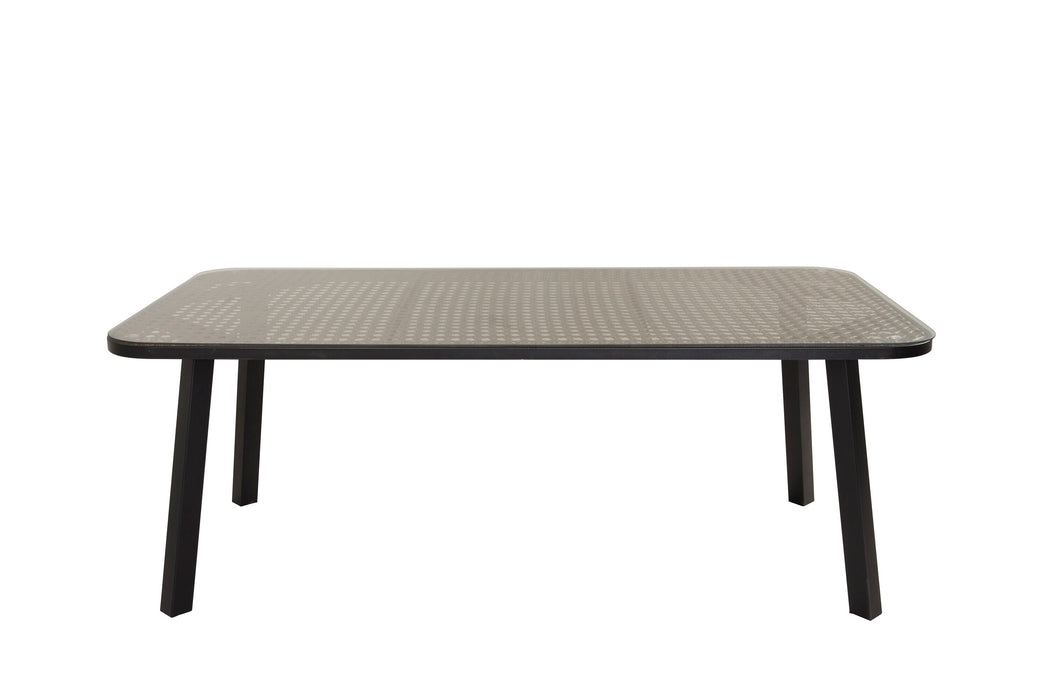 Nohr Tuintafel Leontyne Glas en wicker, 200 x 100cm - Beige