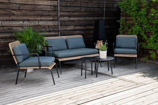 Nohr Loungeset Leontyne Met bank, 2 stoelen en tafels - Zwart - ThatLyfeStyle