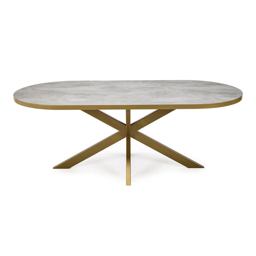 Stalux Plat ovale eettafel Noud - goud / beton - Ovaal