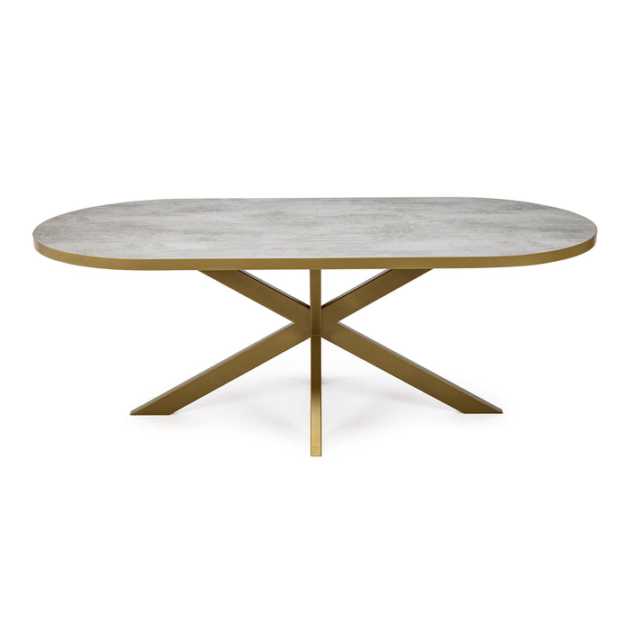 Stalux Plat ovale eettafel Noud - goud / beton - Ovaal