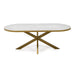 Stalux Plat ovale eettafel Noud - goud / wit marmer - Ovaal