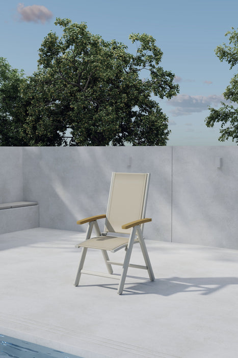 Nohr Verstelbare Tuinstoel Taysha - Beige/Teak