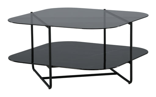 Nohr Salontafel Nadir Marmerlook en glas, 85 x 85cm - Zwart - Vierkant
