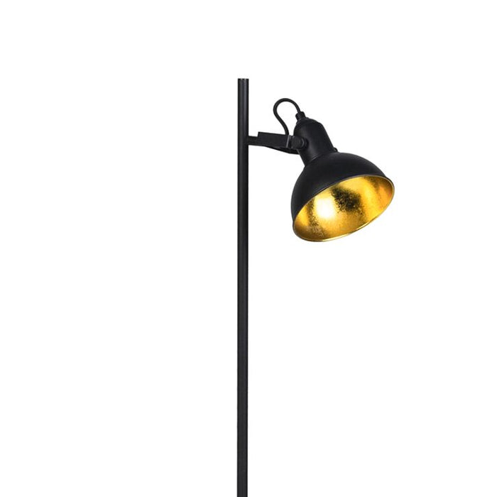 Industriële vloerlamp zwart goud 1-lichts - Tommy