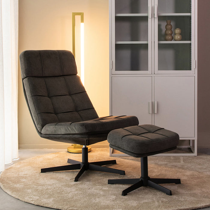 LABEL51 Draaifauteuil Alvar Met hocker - Antraciet