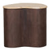 LABEL51 Organische Bijzettafel Davi Travertin en hout, 40 x 30cm - Espresso